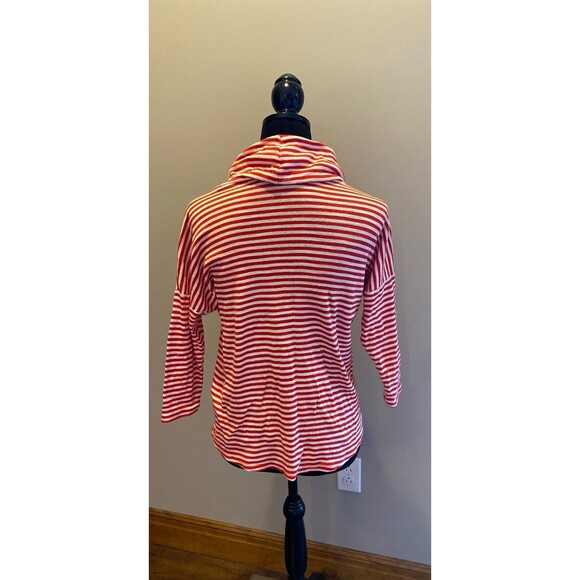Jones New York Top Size Small Red White Stripes Cowl Tie Neck Dropped Shoulder - Picture 5 of 10